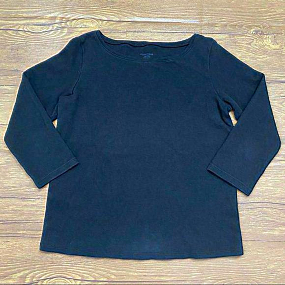 Eileen Fisher 100% Organic Cotton‎ Black Tshirt Women Size XS